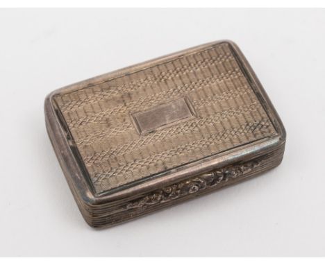 A George III silver vinaigrette, maker Thomas Shaw, Birmingham, 1829: with engine turned decoration and reeded edge, the lid 