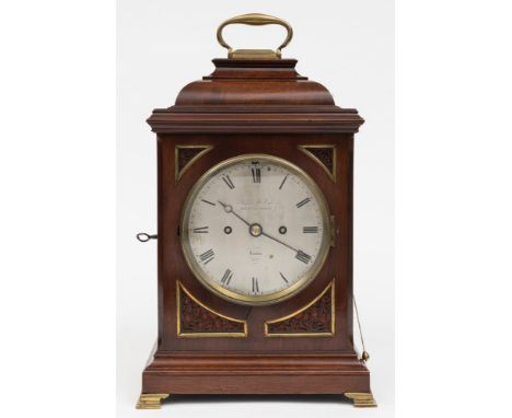 James McCabe, London a mahogany bracket clock: the eight-day duration, five-pillar double-fusee movement with an anchor escap