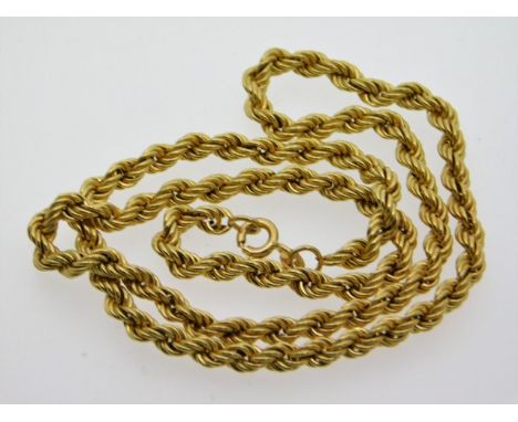 A 9ct gold rope chain, 18in long, 6.3g
