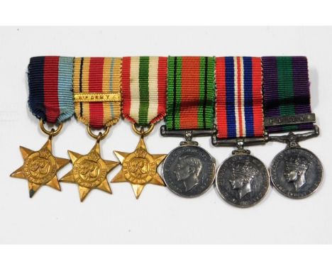 A WW2 miniature medal set including Palestine, Africa Star with 8th Army bar