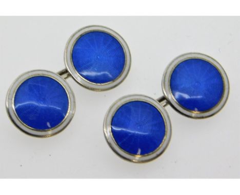 A pair of Norwegian Marius Hammer silver &amp; enamel gents cufflinks, 19mm diameter to face, 7.8g 