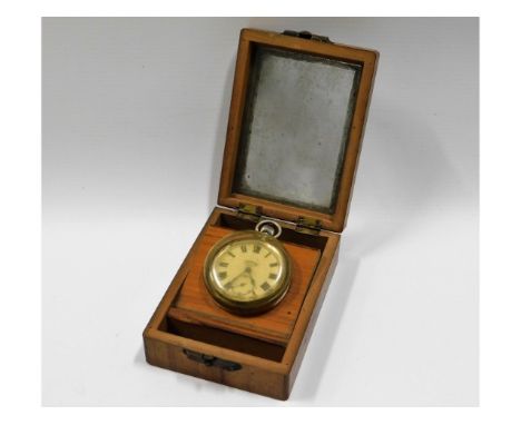 An Army Services pocket watch with case, glass loose, case 50mm across. Not running, af