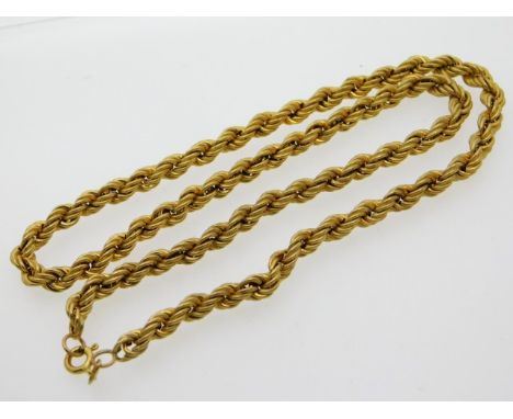 A 9ct gold rope chain, 18in long, 7.9g 
