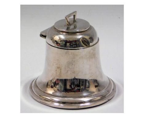 A 1911 bell shaped Birmingham silver inkwell by A &amp; J Zimmerman Ltd. dent to top shoulder &amp; lacking liner, 3in high, 