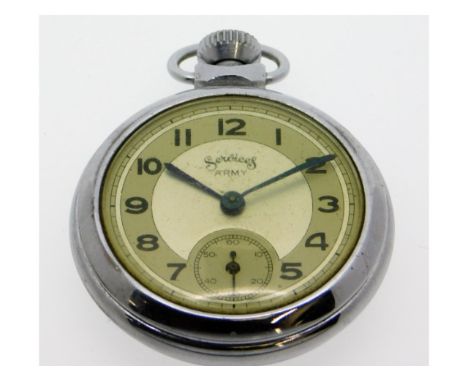 An Army Services pocket watch, case 51mm across, not running