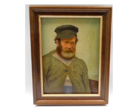 An oil on panel portrait of Looe man by Looe artist, former model &amp; friend of Henry Scott Tuke, Lindsay Dening Symington,
