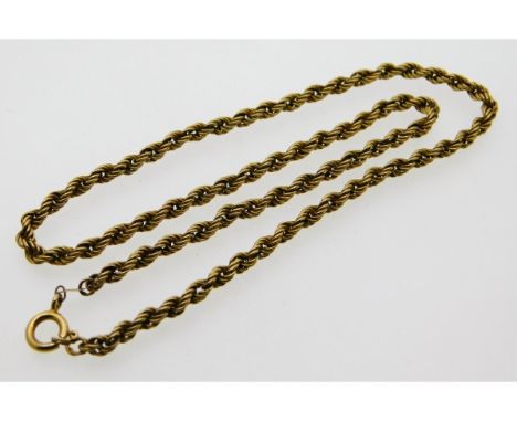 A 9ct gold rope chain, 16in long, 5.3g