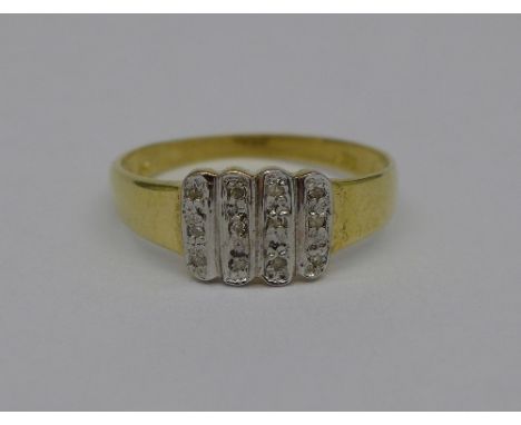 A 9ct gold and diamond ring, weight 1.4g, size O