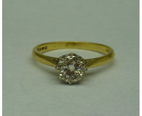 An 18ct gold, diamond solitaire ring, weight 2.8g, size P