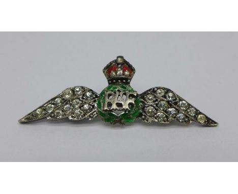 A silver, stone set and enamel R.A.F. sweetheart brooch