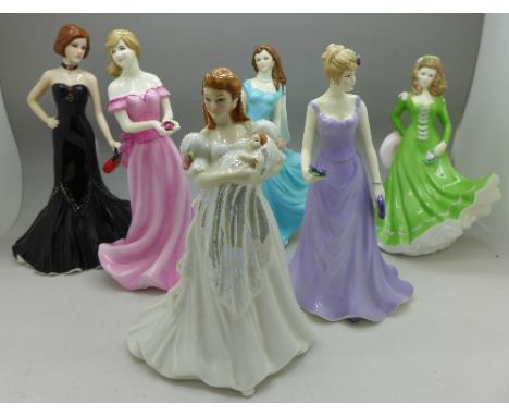 Five Royal Worcester figures and a Coalport figure (6)