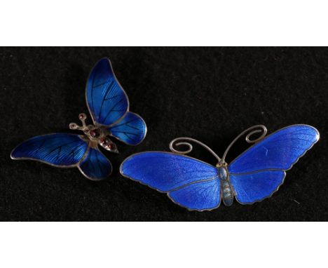 930 grade silver and enamelled butterfly brooch stamped with TM monogram, and another brooch CONDITION REPORT: Large butterfl