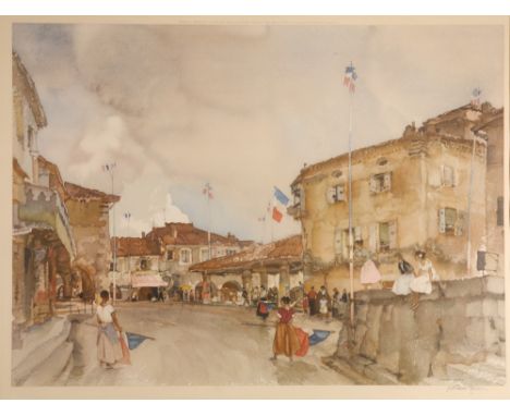 After Sir William Russel Flint
French Street Scene
Pencil signed print, 45cm x 60cm