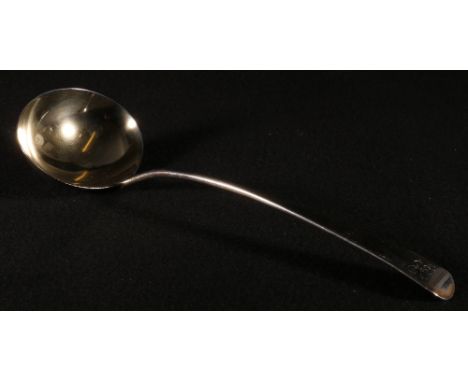 George III silver soup ladle, initialled by Thomas Wallis 1808