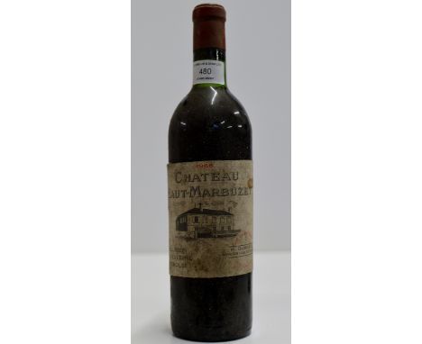 A VINTAGE BOTTLE OF CHATEAU HAUT - MARBUZET 1966 RED WINE