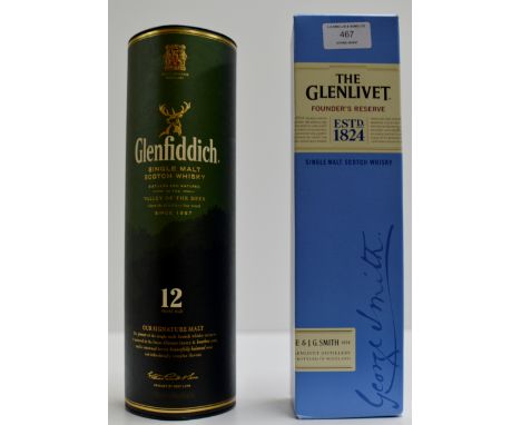 A DOUBLE WHISKY SELECTION COMPRISING THE GLENLIVET FOUNDERS RESERVE SINGLE MALT SCOTCH WHISKY - 70CL, 40% VOL &amp; GLENFIDDI