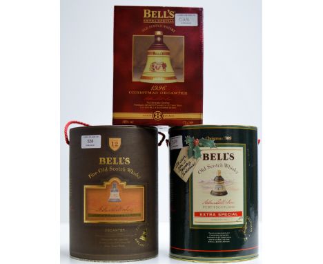 A BELL'S 1989 CHRISTMAS DECANTER WITH PRESENTATION TIN - 75CL, 43% VOL, A BELL'S 1996 CHRISTMAS DECANTER WITH PRESENTATION BO