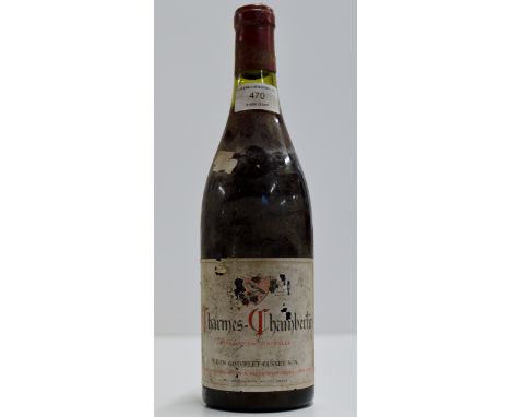 A VINTAGE BOTTLE OF MARQUE DEPOSEE CHARMES - CHAMBERTIN