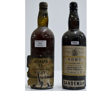 2 VARIOUS VINTAGE BOTTLES OF PORT , SANDEMAN&nbsp;1945 &amp; ADAM'S