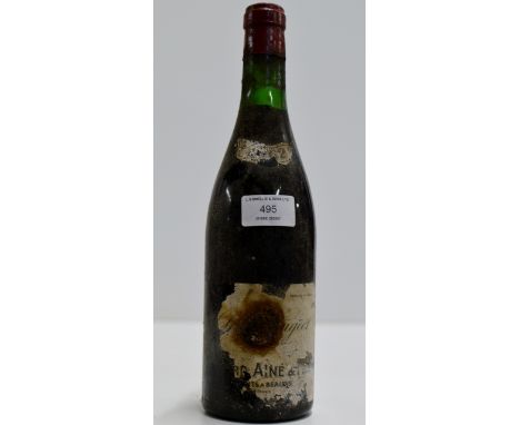 A VINTAGE BOTTLE OF FRENCH RED WINE DATED 1962 - LABEL INDISTINCT