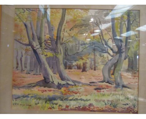 ROSE K HUGH-JONES (XX): A watercolour 'Epping Forest', circa 1980, framed and glazed, 38cm x 47cm  