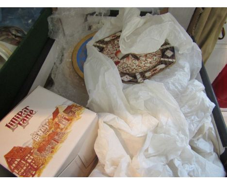 A box containing Spode flower plates and Lilliput etc.