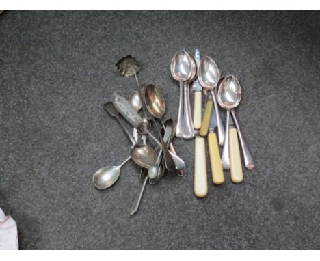 A quantity of silver plated cutlery, fish knife, spoons, etc