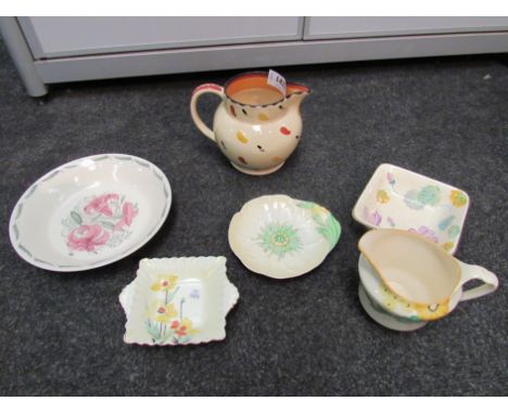 A selection of ceramics to include a Susie Cooper "Orchid" bowl and "Runner Beans" jug, Grays Pottery, floral design dish and