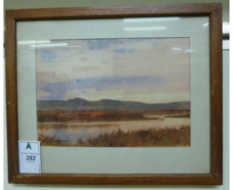 R A Corkeran - 'The Saltings, nr Rhoniagr, Anglesey'  watercolour  bears a signature  7'' x 10'' in an oak strip frame       