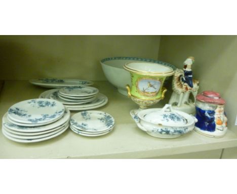 British 18thC and 19thC ceramics: to include a Royal Worcester china bowl, decorated with Oriental garden scenes  10''dia    