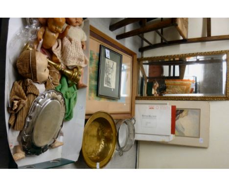 A mixed lot: to include silver plated tableware; pictures; prints; and 20thC plastic dolls       BSR