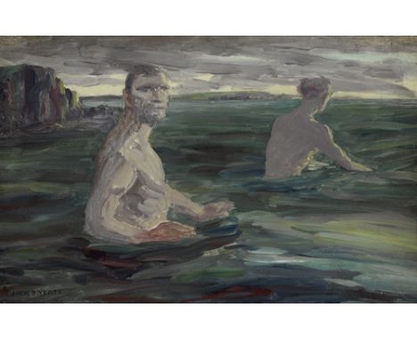 Jack Butler Yeats RHA (1871-1957) OLD MEN BATHING, 1922 oil on board signed lower left 9 by 14in. (22.9 by 35.6cm) Victor Wad