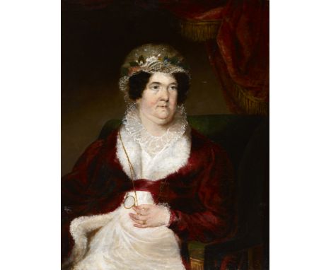 Attributed to John Gubbins (fl.1815) PORTRAIT OF A LADY & GENTLEMAN (A PAIR) oil on canvas; (2); (unframed) 35 by 27in. (88.9