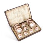 A ROYAL CROWN DERBY IMARI COFFEE SERVICE WITH SILVER SPOONS