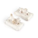 A PAIR OF MINTON BISCUIT DOG MODELS, CIRCA 1830-40