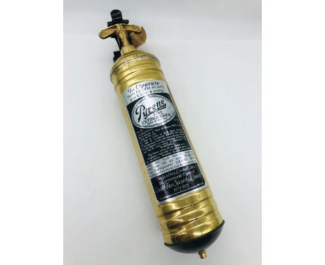 A Limited Edition Vintage Fire Extinguisher in brass by Pyrene to commemorate 10 years of Chubb 1971-1981