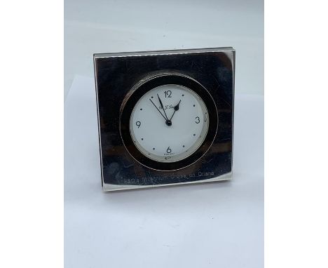 A Sekonda Vintage stop watch and a P&amp;O Millennium Cruise on Oriana, hallmarked silver desk clock