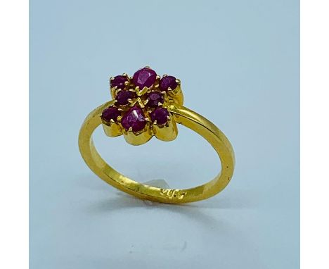 A 22ct yellow gold and ruby ring