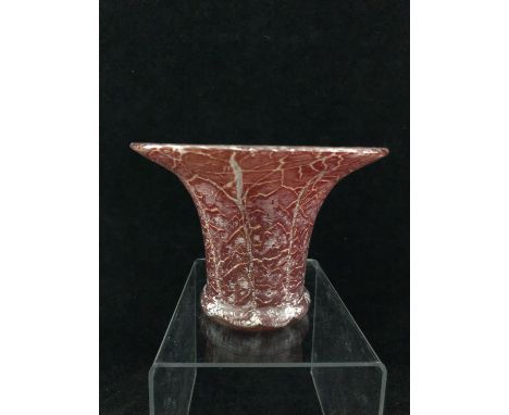 WMF Ikora - a glass trumpet vase, mottled in iron red, 13cm high