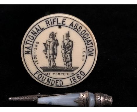 Scottish Interest - An Adie &amp; Lovekin Ltd silver banded agate plaid pin in the form of a Sgian-Dubh, makers mark AL Ld, B