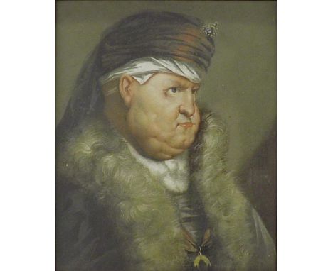 Attributed to Edward Lutterell (1650-1710) - portrait of Peter Paul Reubens, pastel, attributed with gallery label verso, 11"