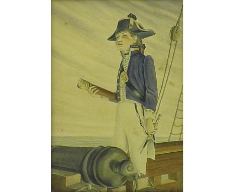 19th Century English School - portrait study of possibly a young Horatio Nelson, monogrammed JRD and dated 1846, watercolour,