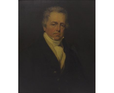 By George Clint (1770-1854) - 'Portrait of Mr Julian Fawcett', unsigned, attributed verso, oil on canvas laid on board, 14.5"