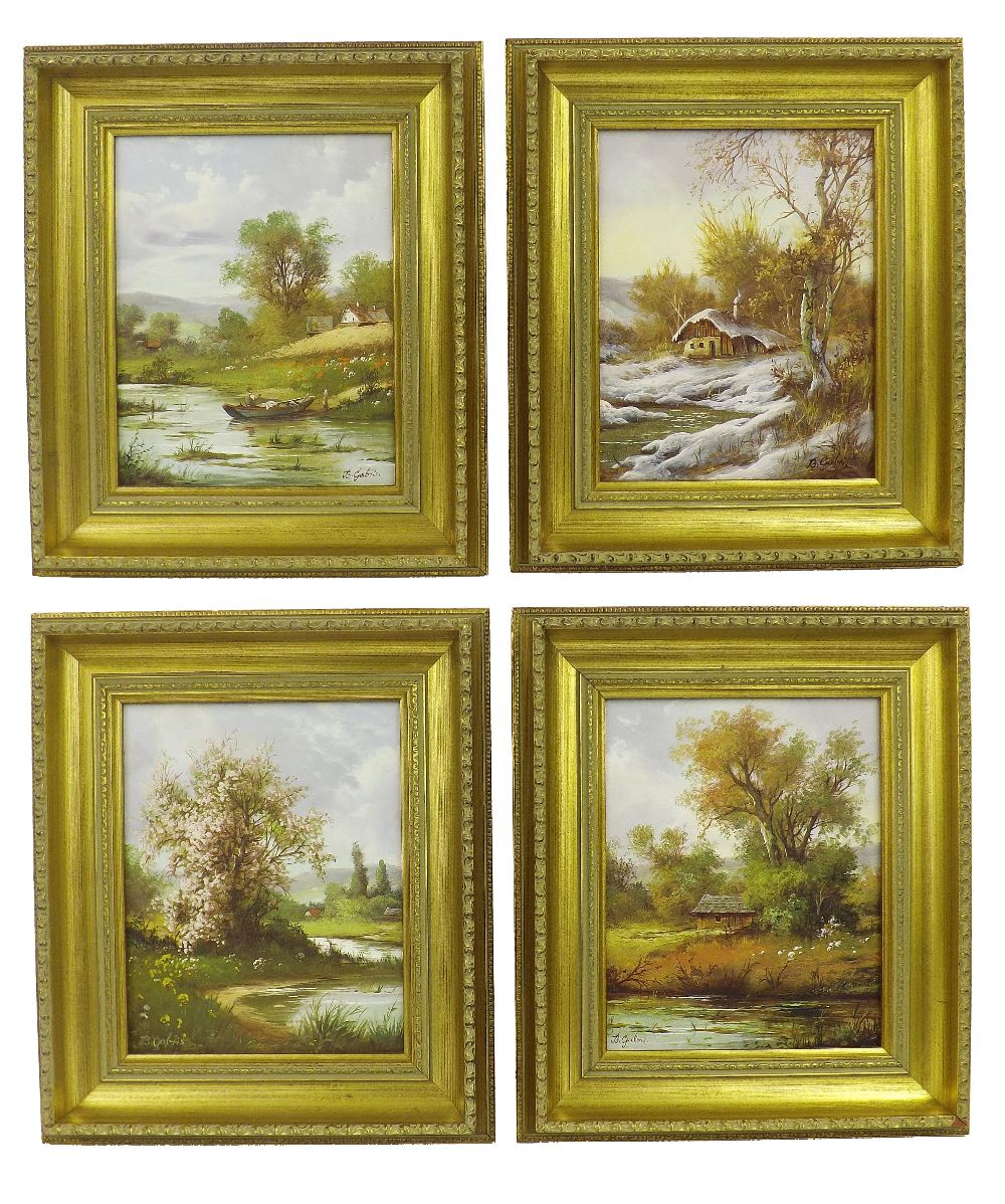 By B* Gabris (20th century) - the four seasons, signed, oil on canvas ...