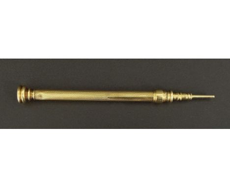 S. Mordan &amp; Co gold engine turned propelling seal pencil, 4.5" long closed