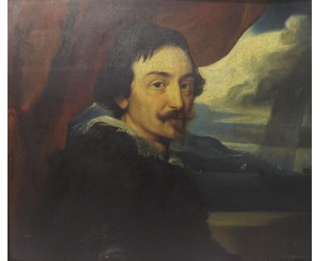 By Captain H Krocer? after Anthony Van Dyck - half length portrait of a gentleman in a ruffled collar, signed, purchase recei
