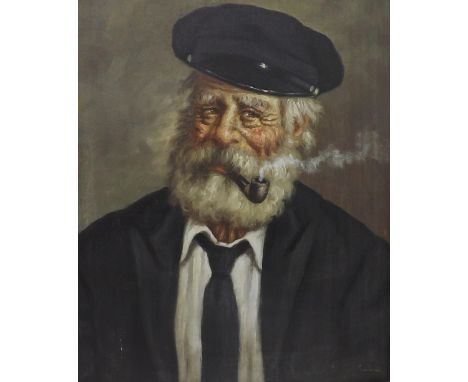 Italian School - bust portrait of a sailor, signed Salimas, oil on canvas, 20" x 16", framed