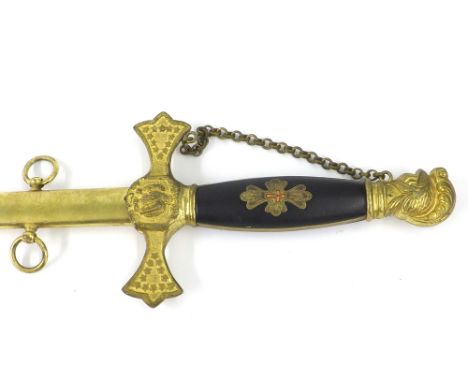 Interesting dress sword of Masonic interest, the scabbard engraved with Masonic symbols and inscribed 'NHOC SIGNI, VINCES', t