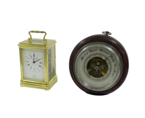 Brass carriage clock by Elliott of London, the 4" dial inscribed with retailer Boodle & Dunthorne, Chester and Liverpool, enc