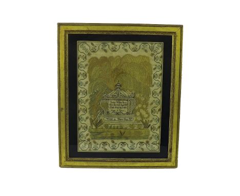 Good early 19th century memorial sampler by Harriet Chase aged 8 years in dedication to George Walker Chase born 15th April 1